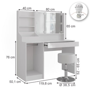 Vicco Tavolo da toeletta Bianco/bianco lucido 119.8 cm 5 parti