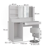 Vicco Tavolo da toeletta Bianco/bianco lucido 119.8 cm 4 parti