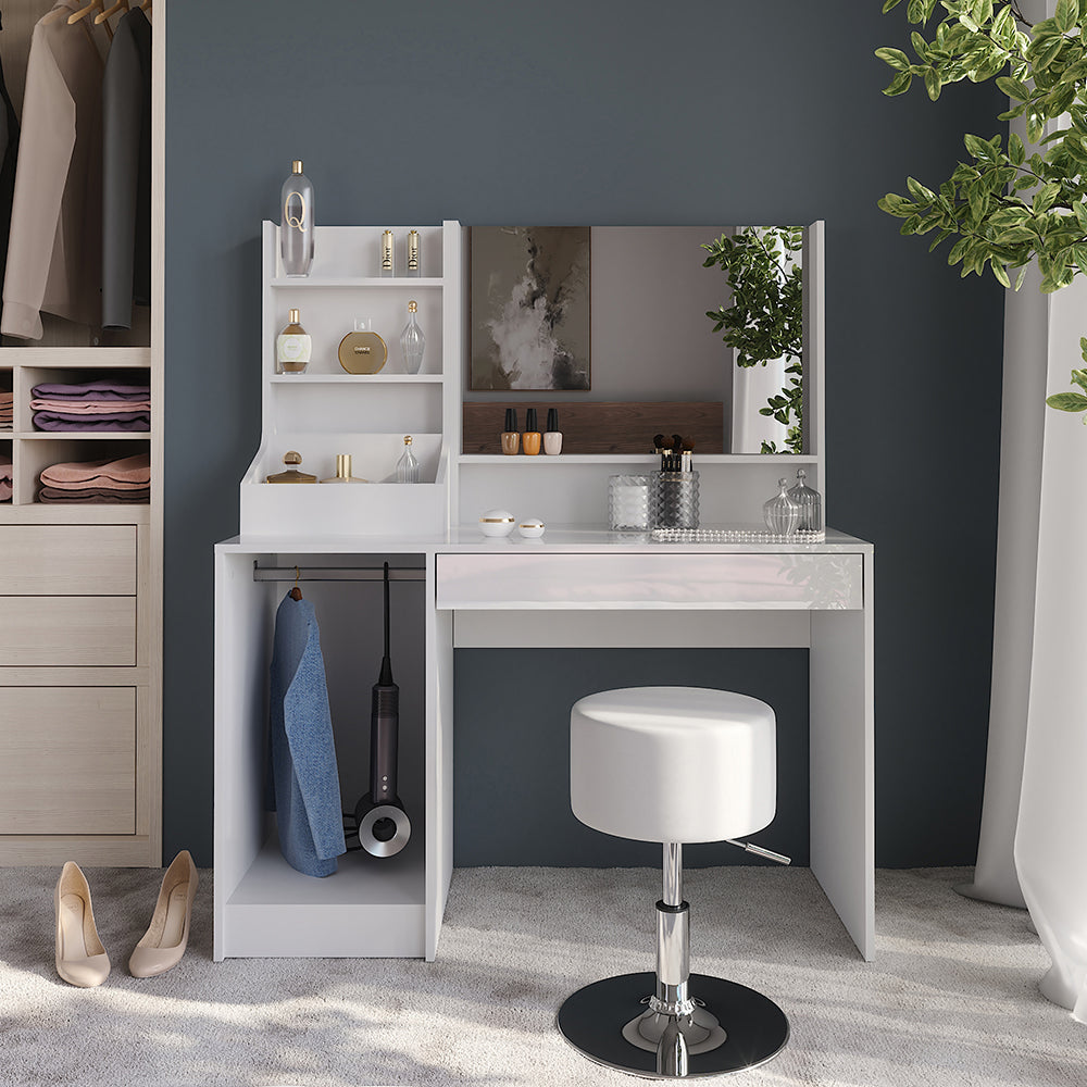 Vicco Tavolo da toeletta Bianco/bianco lucido 119.8 cm 4 parti