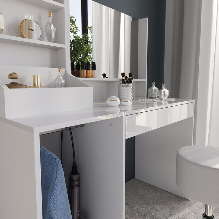 Vicco Tavolo da toeletta Bianco/bianco lucido 119.8 cm 4 parti