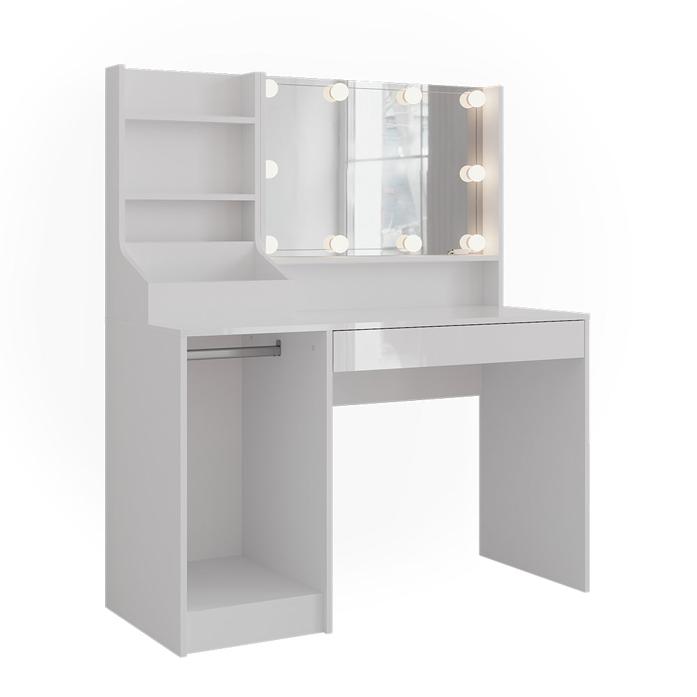 Vicco Tavolo da toeletta Bianco/bianco lucido 119.8 cm 4 parti