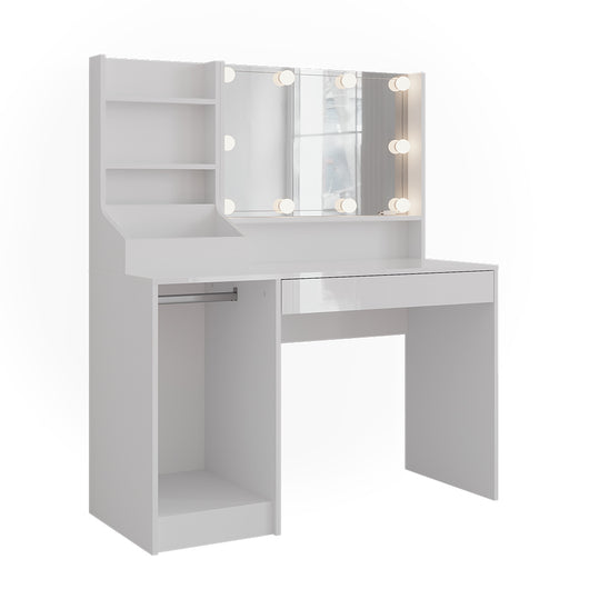 Vicco Tavolo da toeletta Bianco/bianco lucido 119.8 cm 4 parti