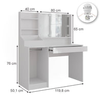 Vicco Tavolo da toeletta Bianco/bianco lucido 119.8 cm 4 parti