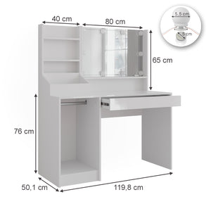 Vicco Tavolo da toeletta Bianco/bianco lucido 119.8 cm 4 parti