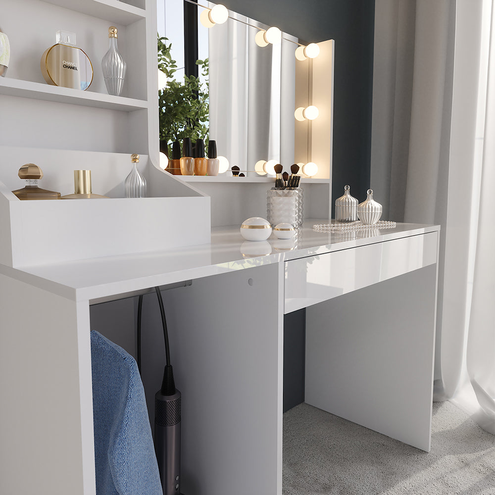 Vicco Tavolo da toeletta Bianco/bianco lucido 119.8 cm 4 parti