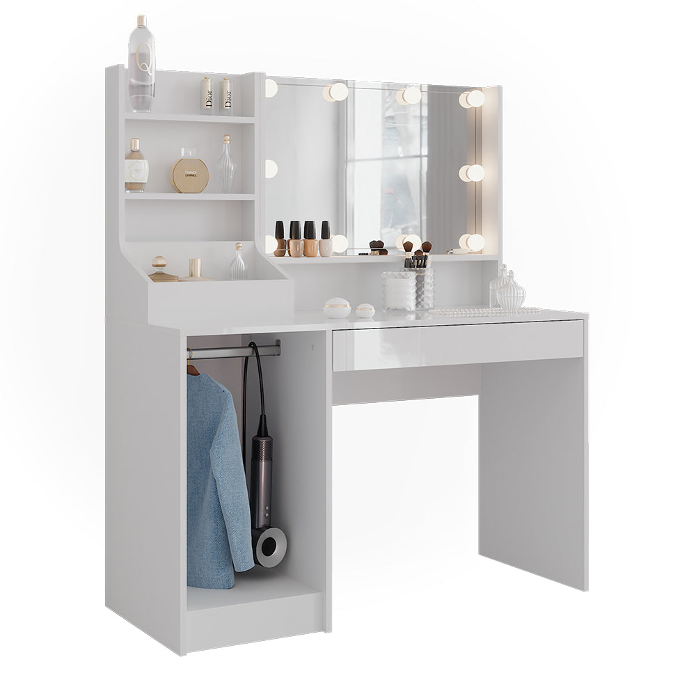 Vicco Tavolo da toeletta Bianco/bianco lucido 119.8 cm 4 parti