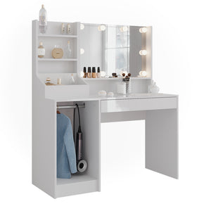 Vicco Tavolo da toeletta Bianco/bianco lucido 119.8 cm 4 parti