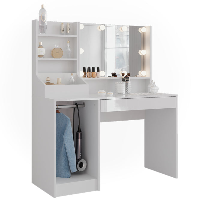 Vicco Tavolo da toeletta Bianco/bianco lucido 119.8 cm 4 parti