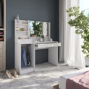 Vicco Tavolo da toeletta Bianco/bianco lucido 119.8 cm 4 parti