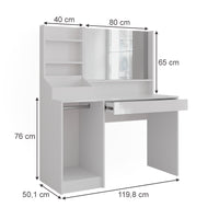 Vicco Tavolo da toeletta Bianco/bianco lucido 119.8 cm 3 parti