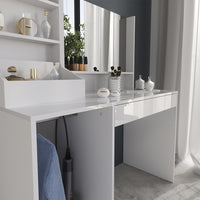 Vicco Tavolo da toeletta Bianco/bianco lucido 119.8 cm 3 parti