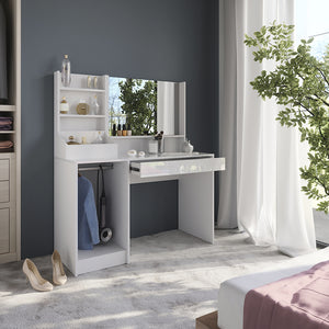 Vicco Tavolo da toeletta Bianco/bianco lucido 119.8 cm 3 parti