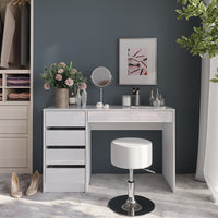 Vicco Tavolo da toeletta Bianco/bianco lucido 119.8 cm con sgabello