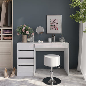 Vicco Tavolo da toeletta Bianco/bianco lucido 119.8 cm con sgabello