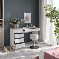 Vicco Tavolo da toeletta Bianco/bianco lucido 119.8 cm con sgabello