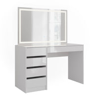 Vicco Tavolo da toeletta Bianco/bianco lucido 119.8 cm con specchio LED