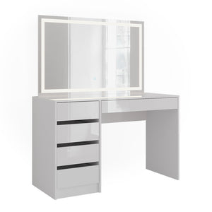 Vicco Tavolo da toeletta Bianco/bianco lucido 119.8 cm con specchio LED