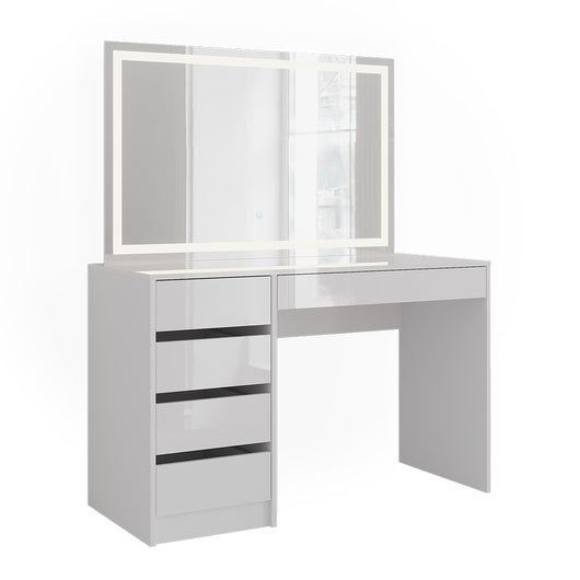 Vicco Tavolo da toeletta Bianco/bianco lucido 119.8 cm con specchio LED