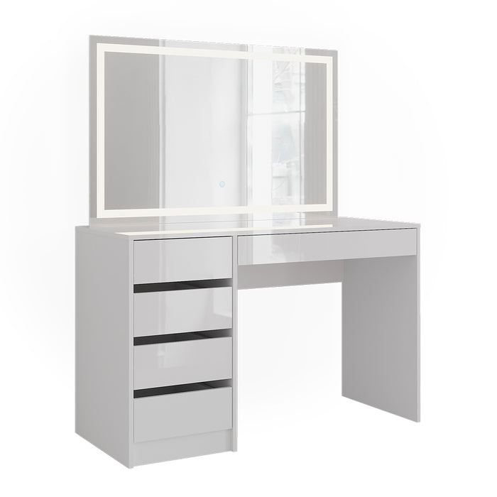 Vicco Tavolo da toeletta Bianco/bianco lucido 119.8 cm con specchio LED