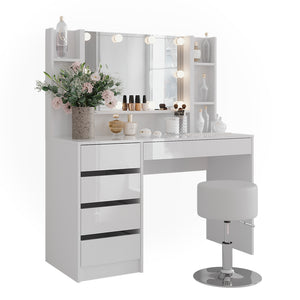 Vicco Tavolo da toeletta Bianco/bianco lucido 119.8 cm 5 parti