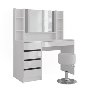 Vicco Tavolo da toeletta Bianco/bianco lucido 119.8 cm 5 parti