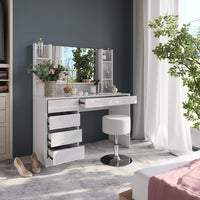 Vicco Tavolo da toeletta Bianco/bianco lucido 119.8 cm 5 parti