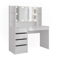 Vicco Tavolo da toeletta Bianco/bianco lucido 119.8 cm 5 parti