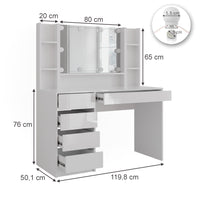 Vicco Tavolo da toeletta Bianco/bianco lucido 119.8 cm 5 parti