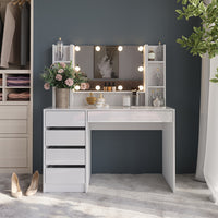 Vicco Tavolo da toeletta Bianco/bianco lucido 119.8 cm 5 parti