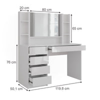 Vicco Tavolo da toeletta Bianco/bianco lucido 119.8 cm 4 parti