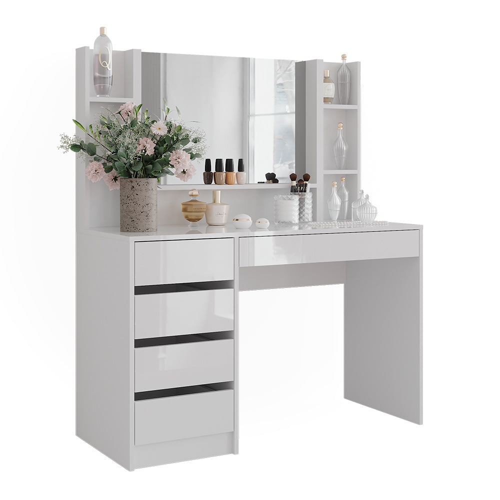 Vicco Tavolo da toeletta Bianco/bianco lucido 119.8 cm 4 parti