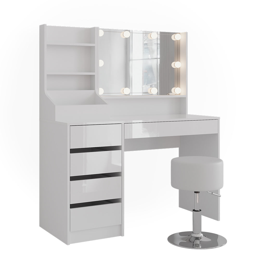 Vicco Tavolo da toeletta Bianco/bianco lucido 119.8 cm 4 parti