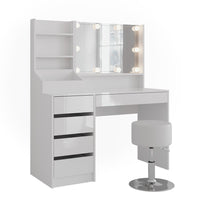 Vicco Tavolo da toeletta Bianco/bianco lucido 119.8 cm 4 parti