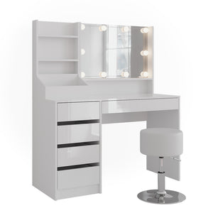Vicco Tavolo da toeletta Bianco/bianco lucido 119.8 cm 4 parti