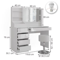 Vicco Tavolo da toeletta Bianco/bianco lucido 119.8 cm 4 parti