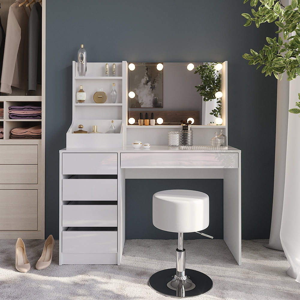 Vicco Tavolo da toeletta Bianco/bianco lucido 119.8 cm 4 parti