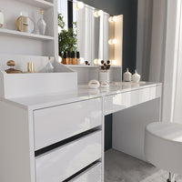 Vicco Tavolo da toeletta Bianco/bianco lucido 119.8 cm 4 parti