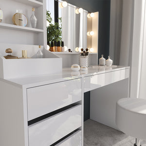 Vicco Tavolo da toeletta Bianco/bianco lucido 119.8 cm 4 parti