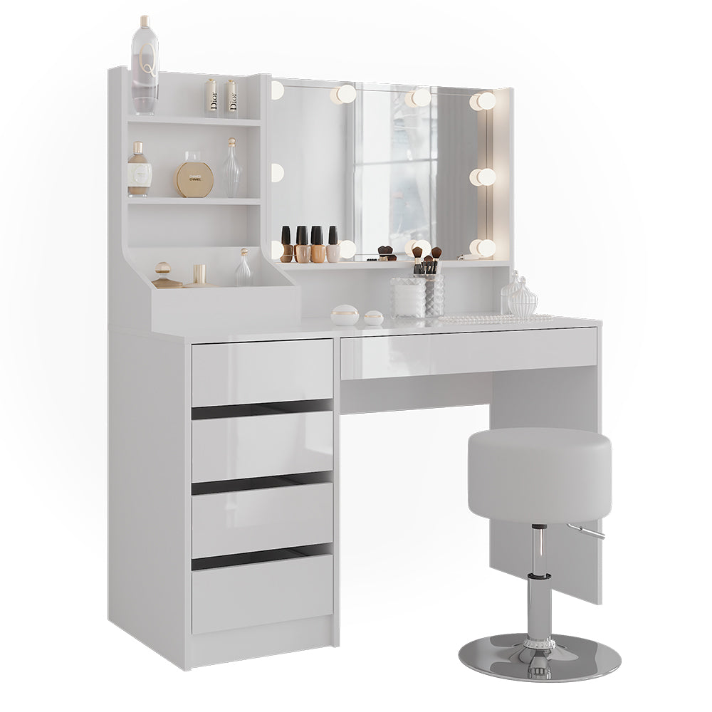 Vicco Tavolo da toeletta Bianco/bianco lucido 119.8 cm 4 parti