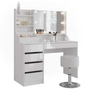 Vicco Tavolo da toeletta Bianco/bianco lucido 119.8 cm 4 parti