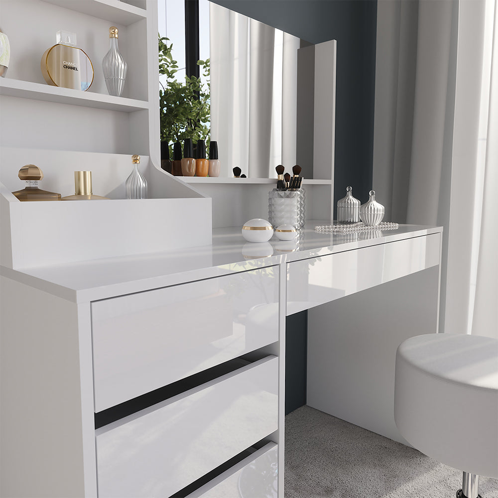 Vicco Tavolo da toeletta Bianco/bianco lucido 119.8 cm 4 parti