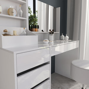 Vicco Tavolo da toeletta Bianco/bianco lucido 119.8 cm 4 parti