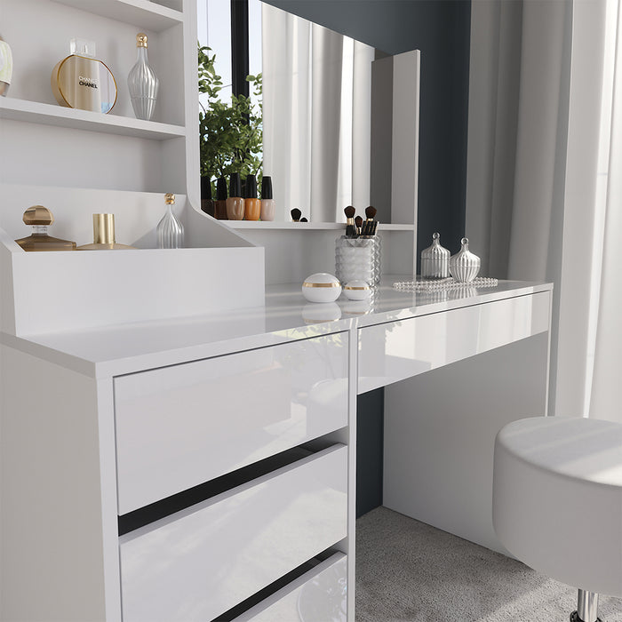 Vicco Tavolo da toeletta Bianco/bianco lucido 119.8 cm 4 parti