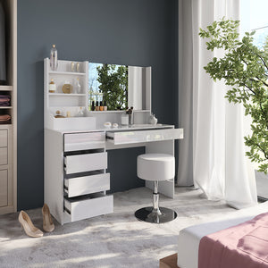 Vicco Tavolo da toeletta Bianco/bianco lucido 119.8 cm 4 parti