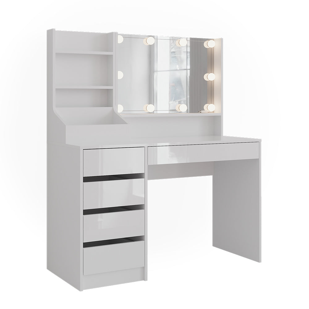 Vicco Tavolo da toeletta Bianco/bianco lucido 119.8 cm 4 parti