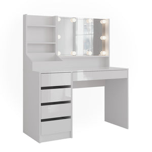 Vicco Tavolo da toeletta Bianco/bianco lucido 119.8 cm 4 parti