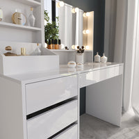 Vicco Tavolo da toeletta Bianco/bianco lucido 119.8 cm 4 parti