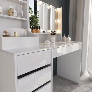 Vicco Tavolo da toeletta Bianco/bianco lucido 119.8 cm 4 parti