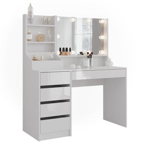 Vicco Tavolo da toeletta Bianco/bianco lucido 119.8 cm 4 parti