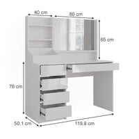 Vicco Tavolo da toeletta Bianco/bianco lucido 119.8 cm 3 parti